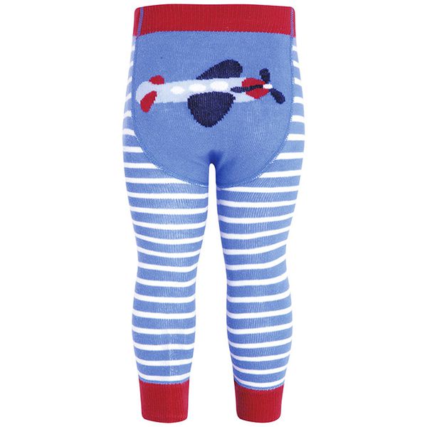 英國 JoJo Maman BeBe - 圖案嬰幼兒內搭褲/保暖襪-天空藍飛機 (6-12M)