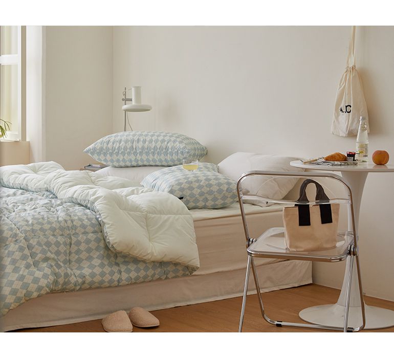 韓國 Maatila - 可水洗M2全方位抗菌防蟎棉被(冬被)-米藍菱形紋