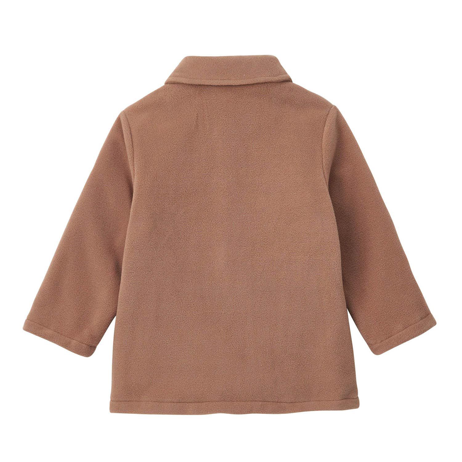 日本千趣會 - 牛角扣立領粗呢羊毛外套-卡其