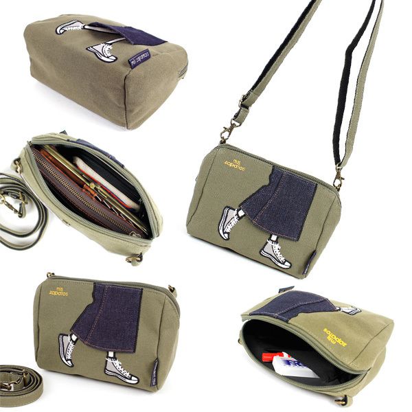 mis zapatos - 斜背美腿包(帆布)-蘇格蘭裙-BK黑色 (14*18*9cm)