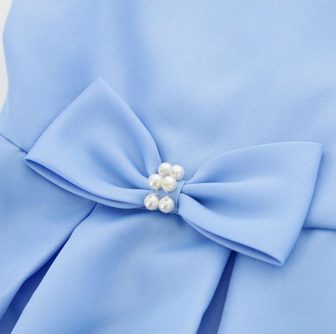 日本 Catherine Cottage - 珍珠蝴蝶結簡約法式洋裝/小禮服-海軍藍