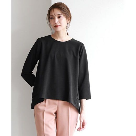 日本 Pierrot - 甜美層次荷葉擺長袖上衣-黑