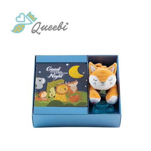 Queebi - 丹麥 奶嘴玩偶好好睡覺繪本禮盒組 彌月禮盒/成長禮盒/新生兒禮盒-小狐狸