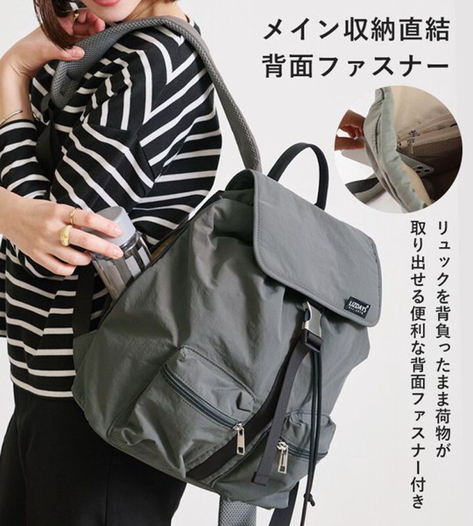 日本 LIZDAYS - 輕量簡約防潑水多口袋後背包-深灰 (30x35cm)