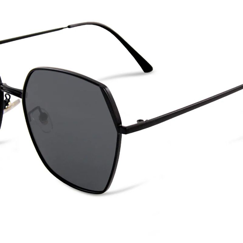 ALEGANT - 俐落時尚煉瓦黑拚邊微方霧黑細框偏光墨鏡│UV400太陽眼鏡