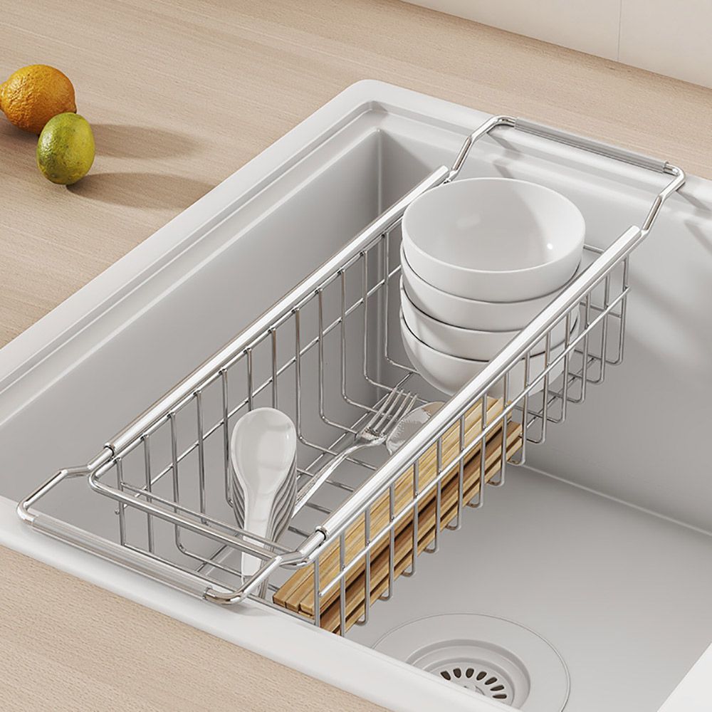 不鏽鋼伸縮瀝水籃/伸縮瀝水收納架/廚用瀝水架-深款小號