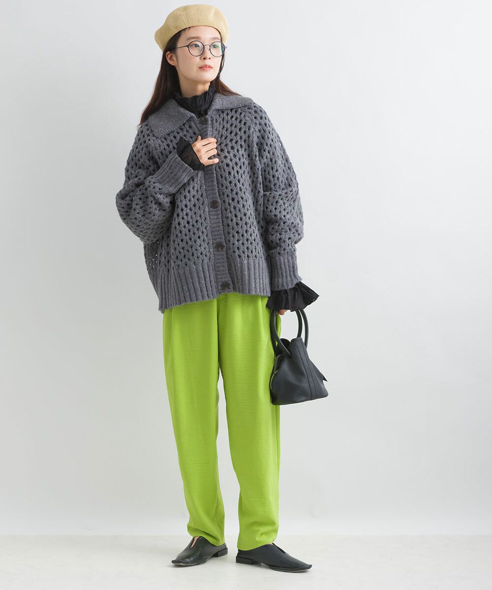 日本女裝代購 - 馬海毛觸感翻領粗針織外套-白