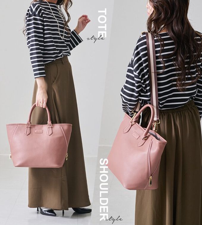 日本 LIZDAYS - 2WAY大開口優雅皮革感手提/側背包-焦糖橘 (42x28cm)