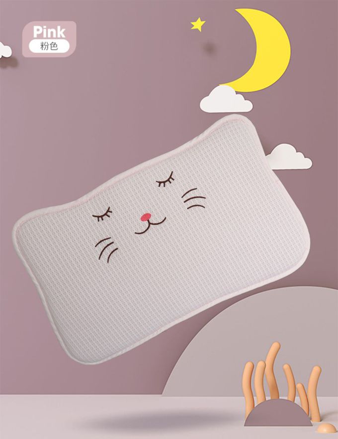 舒福家居 iSuFu - 寶寶專用柔軟吸汗透氣天絲雲片枕/寶寶枕巾 (1+1組合)-小貓咪