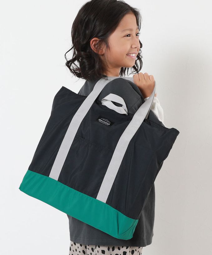 日本 devirock - 撞色設計輕量大方肩背上學提袋-薄荷x深藍 (33x45cm)