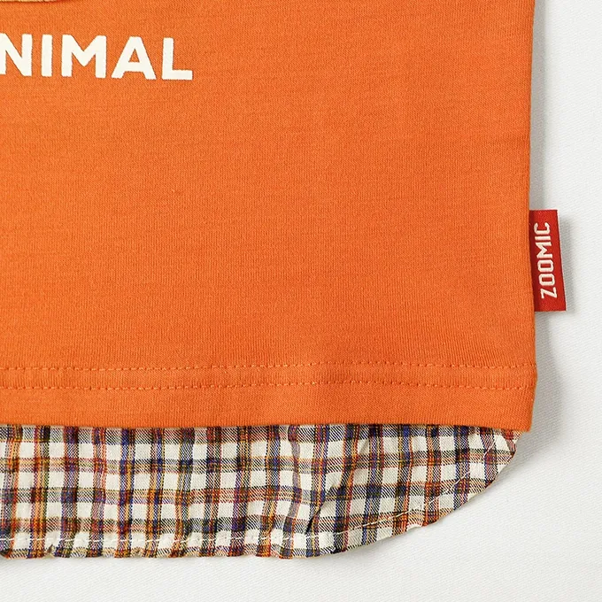 日本 ZOOLAND - 假面小熊層次感天竺棉短袖上衣-無尾熊-藍