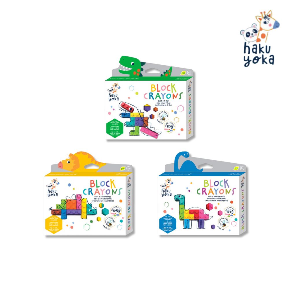 積木蠟筆 - 恐龍系列(三款)-暴龍/三角龍/長頸龍