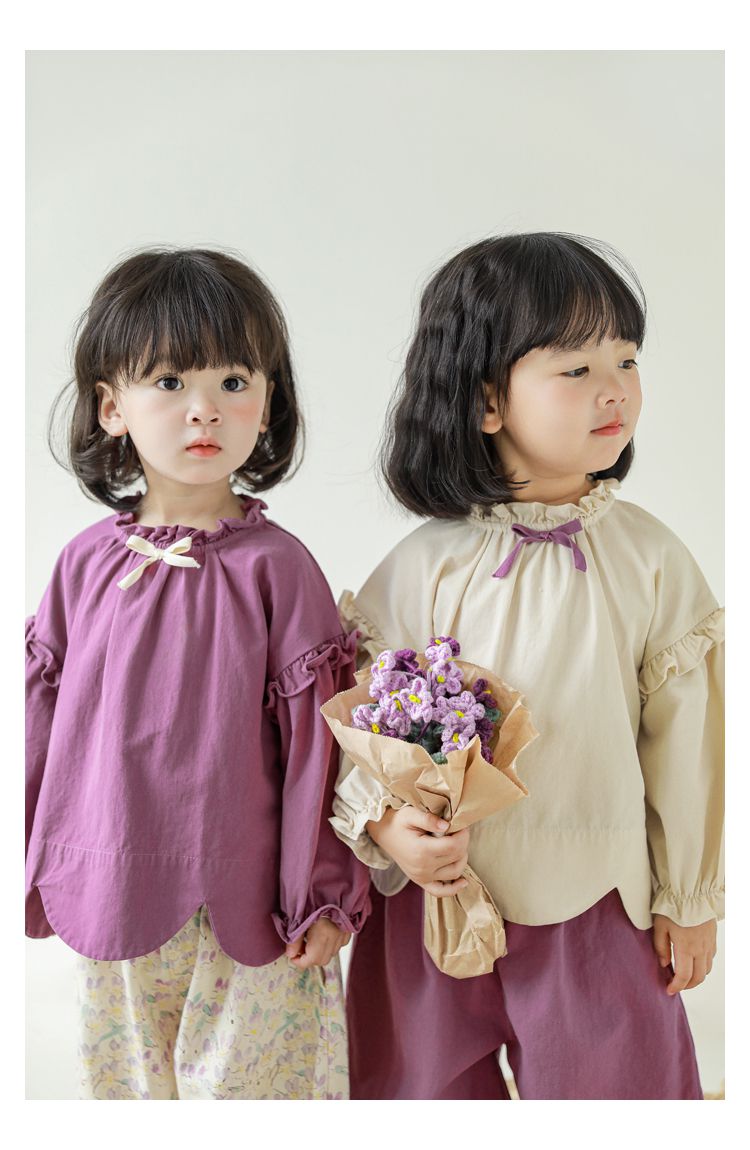 腰鬆緊束口花苞長褲-兔子與花-杏色