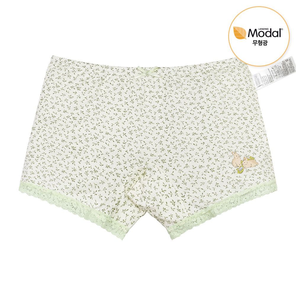 莫代爾親膚絲滑四角褲(女寶)-寧靜花園兔兔-米X綠