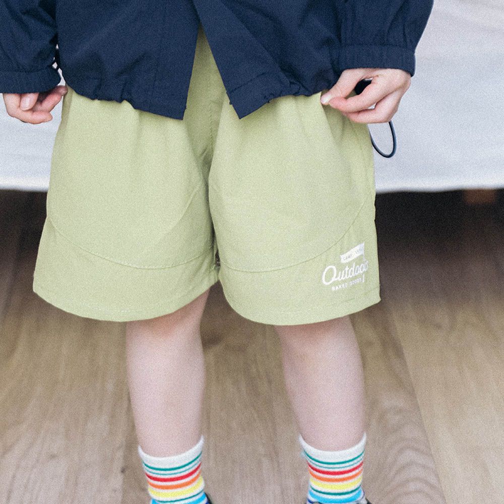 運動休閒速乾五分褲-黃綠色