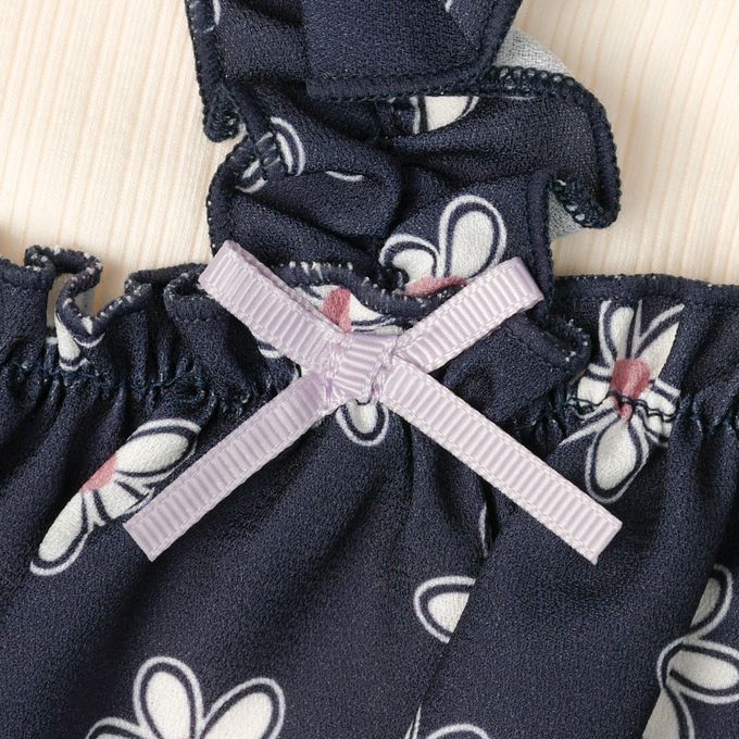 akachan honpo - 長袖假兩件T恤-深藍色