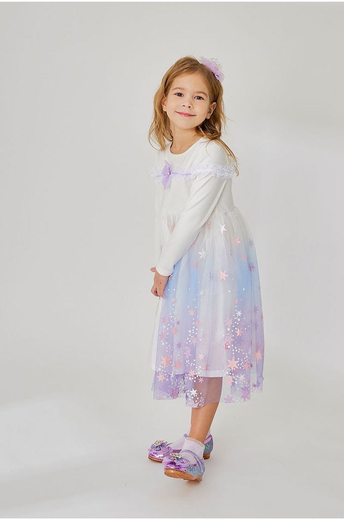 韓國 OZKIZ - (附髮飾)寶石蝶結裝飾夢幻網紗洋裝