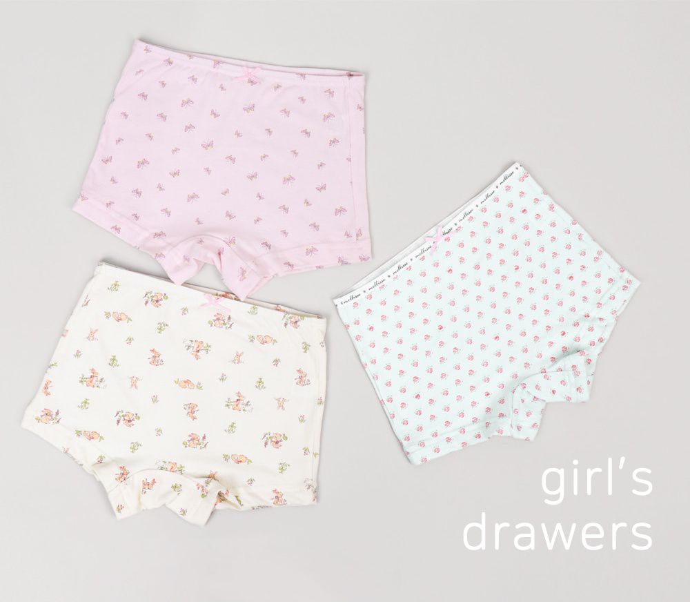 韓國 Mellisse - 韓製無螢光棉透氣四角褲(女寶)-粉X薄荷綠X米-三件組