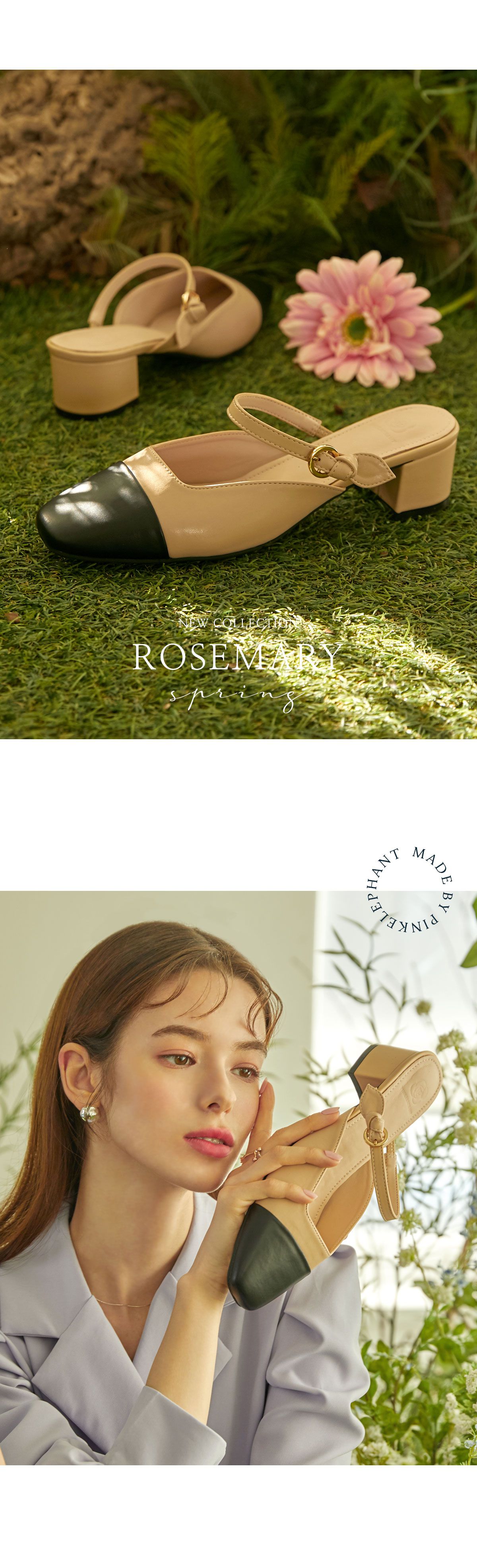 韓國 PINKELEPHANT - 唯美雙色拼接繫帶拖鞋(5cm)-杏X黑