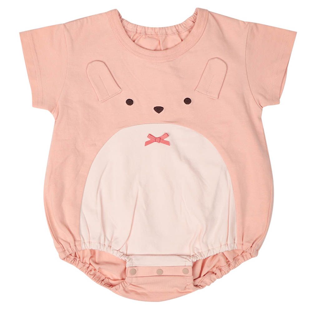 短袖包屁衣-動物造型-粉紅色