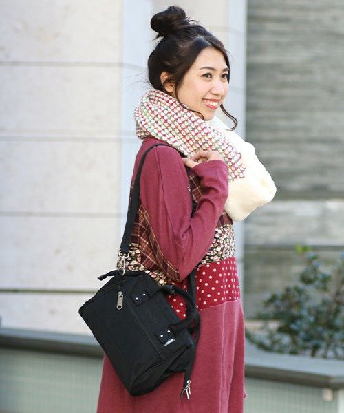 日本 Anello - 絲紋兩用托特包-mini-PU紫色