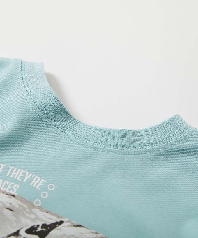 日本 devirock - 接觸涼感 抗UV變色短袖上衣(神戶水族館聯名）-企鵝-冰河綠