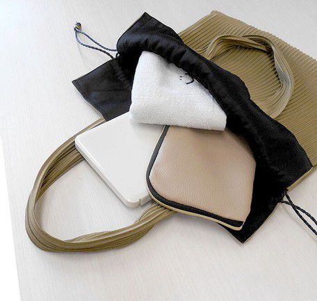 日本 Chepeli - 羅紋燈芯絨束口袋手提包-09. 深灰 (32x30cm)