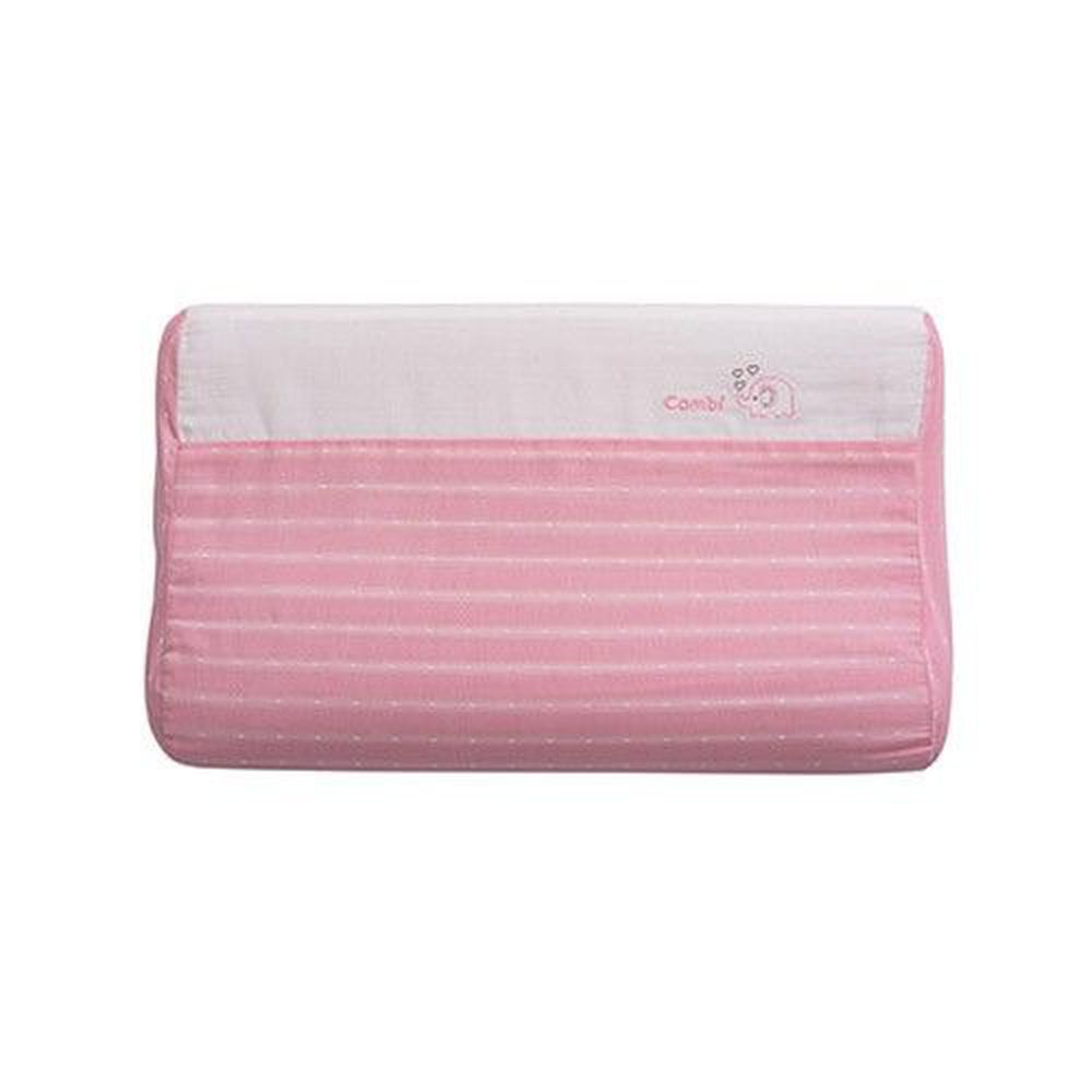 日本 Combi - 和風紗輕柔感透氣兒童護頸枕-枕心可水洗系列-粉色 (46.5x27.5x5.5-7.5cm)-6個月起