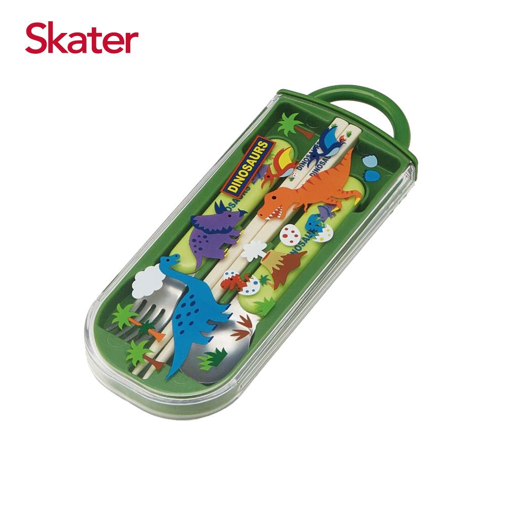 日本 SKATER - 銀離子三件餐具組-恐龍