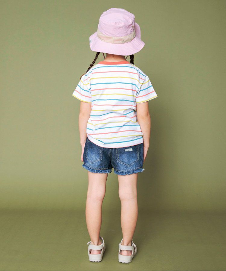 日本 BREEZE - 百搭舒適圓領短袖上衣-條紋-萊姆綠