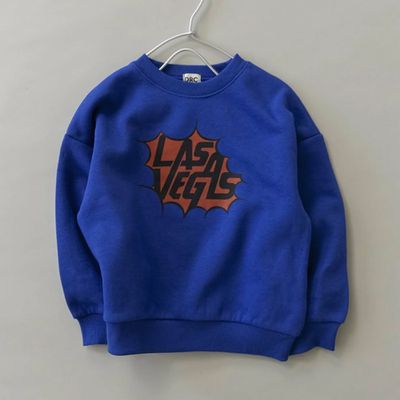 日本 BRANSHES - 街頭塗鴉風裏起毛長袖上衣-LA-寶藍