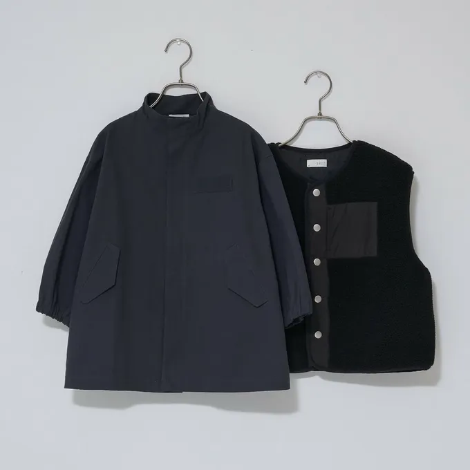 日本 b-ROOM - 可愛毛毛保暖背心-軍綠