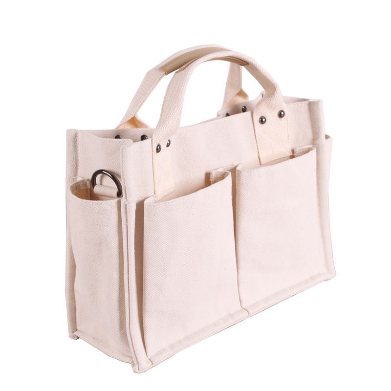 大容量帆布手提包/斜背包-黑色 (34x14x25cm)