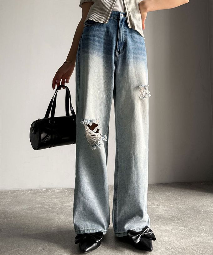 日本 Classical Elf - Java 率性有型刷破寬版丹寧褲-漂白黑