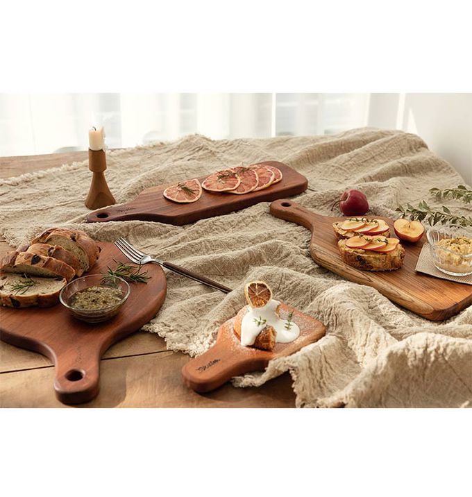 韓國 SSUEIM - 桃花心木製把手細長形砧板/托盤42x12x2