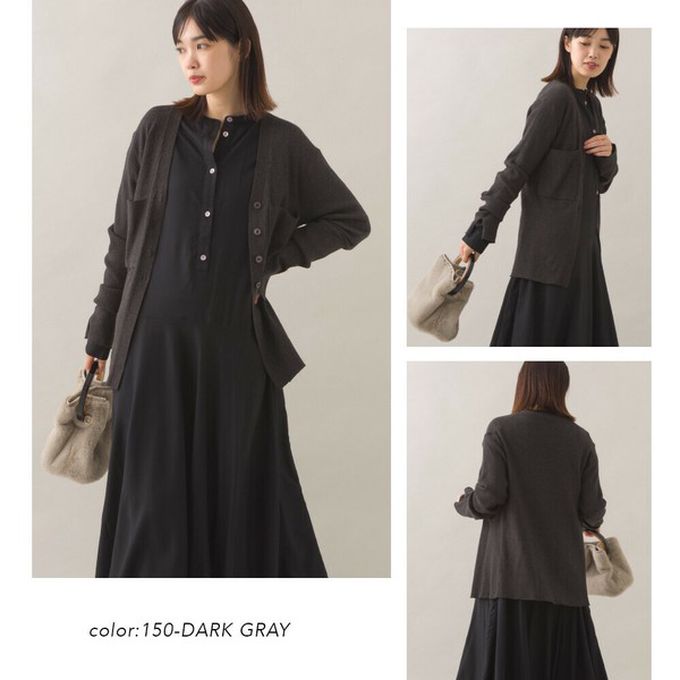 日本 OMNES - 都會感V領排扣混嫘縈針織外套-可可棕