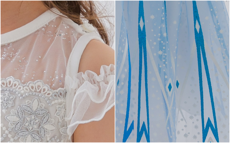 韓國 mari an u - (剩9號)冰雪奇緣2同款-艾莎洋裝(披風可拆,露肩款)-雪花白X藍