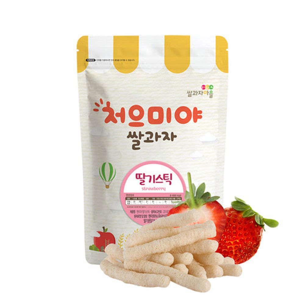 韓國SSALGWAJA米餅村 - 寶寶糙米棒-草莓-草莓-40g/包