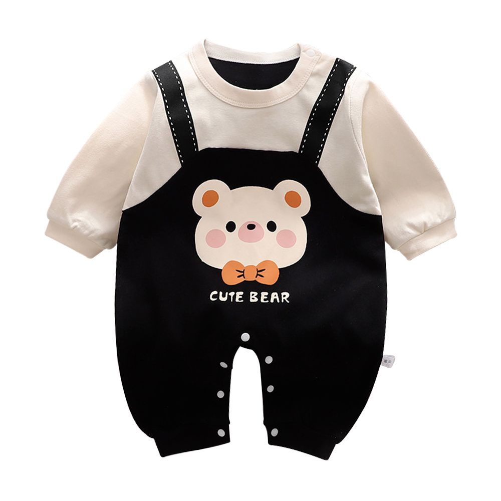 嬰幼兒長袖連身衣 寶寶長袖包屁衣 聖誕-黑小熊