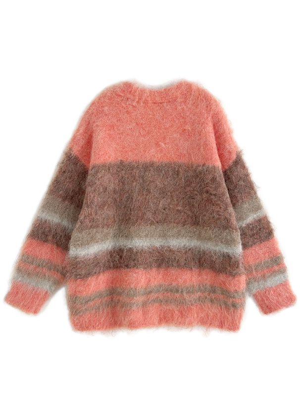 日本 GRL - 時尚感撞色毛絨長版外套-深灰黑 (F)