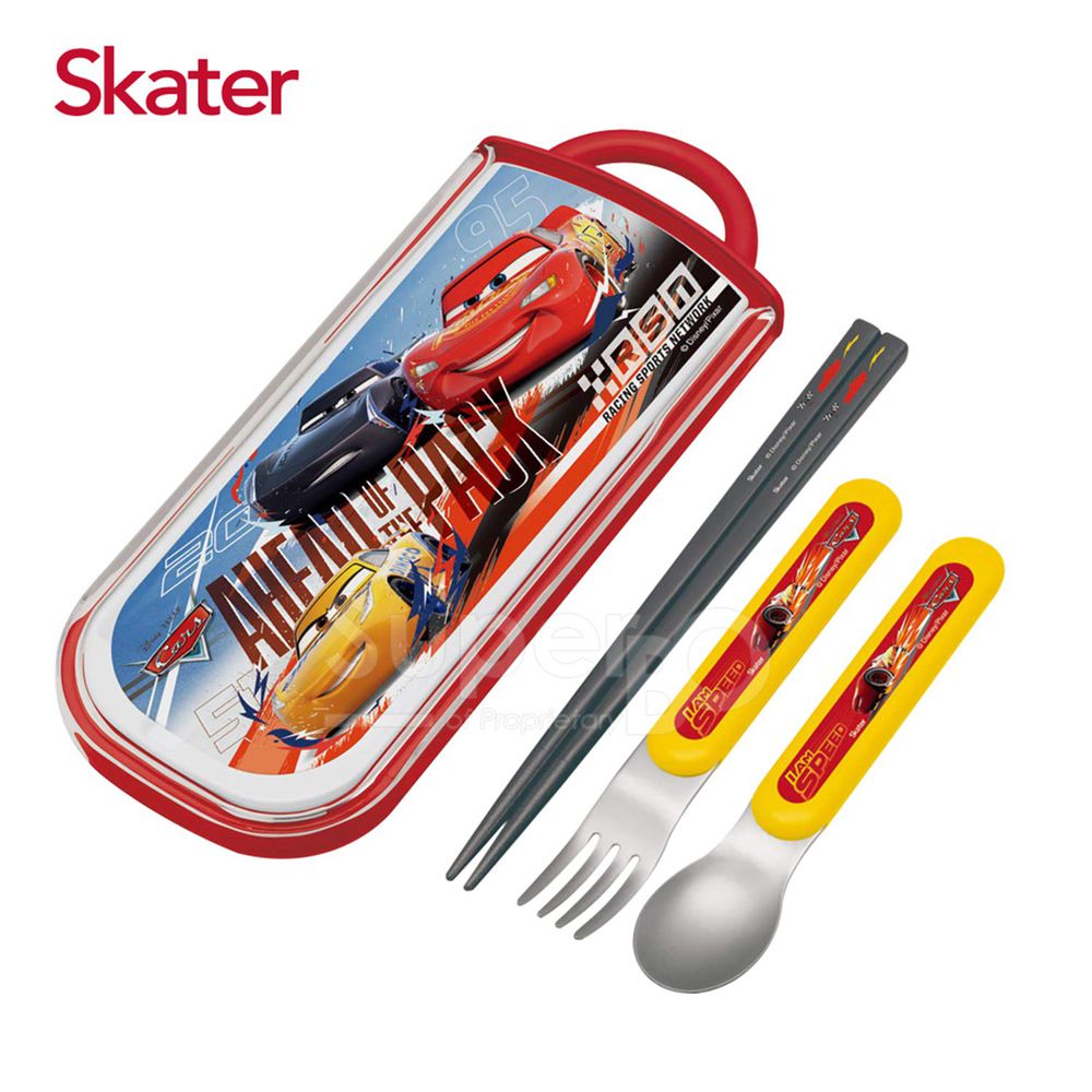 日本 SKATER - 三件式餐具組-閃電麥昆AHEAD