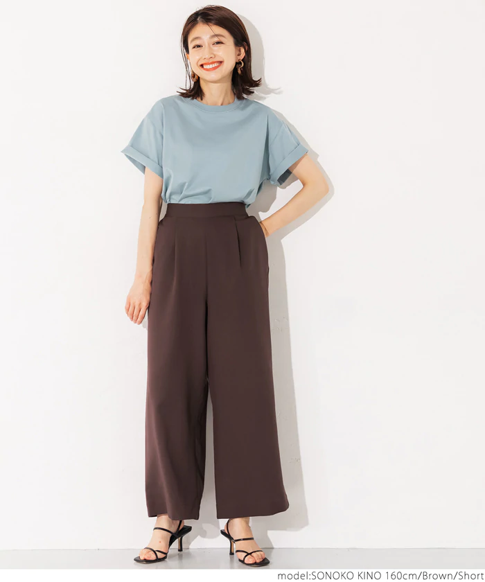 日本 COCA - 修身慵懶落地西裝長褲-芥末黃