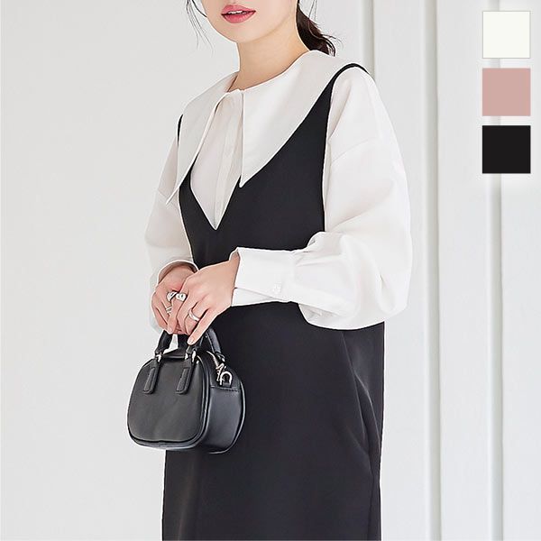 日本 Kobe Lettuce - 復古浪漫大尖領長袖襯衫-粉