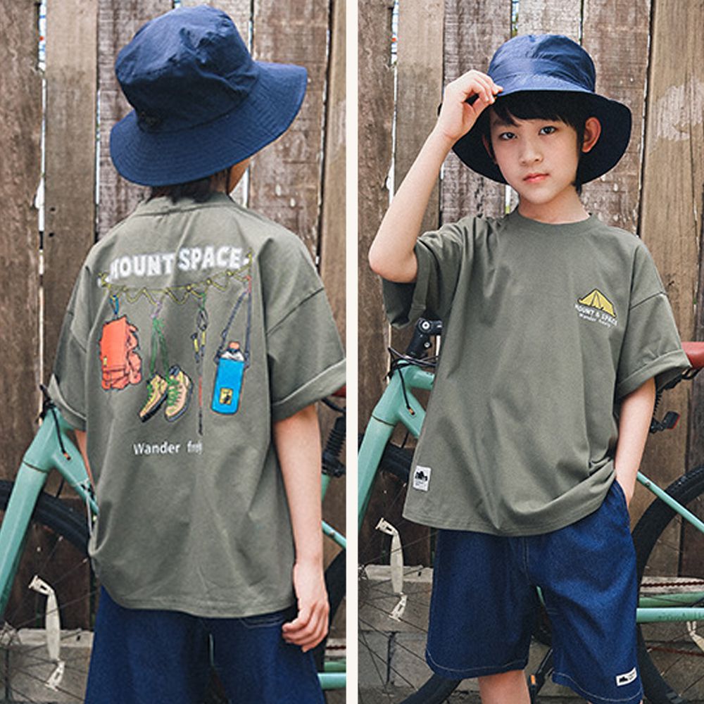 純棉圓領短袖上衣-山野漫遊者-綠色