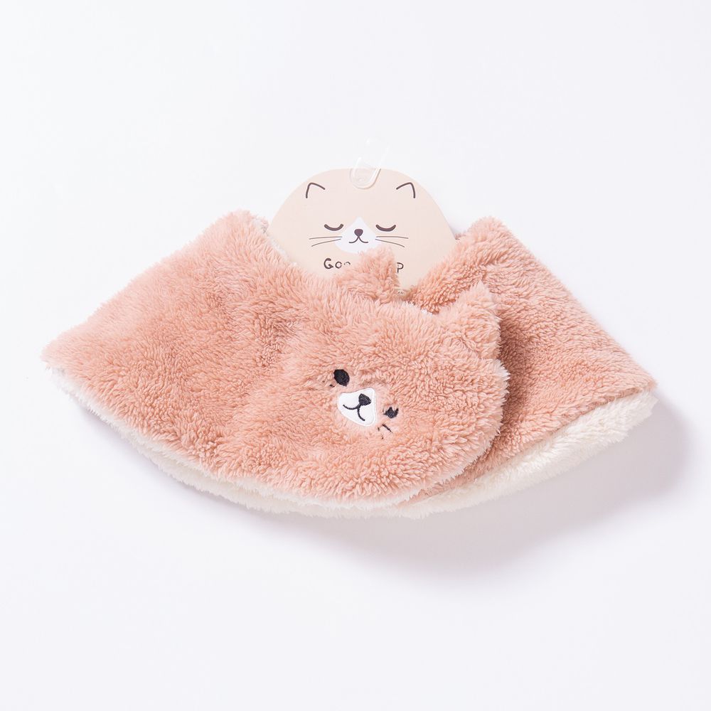 日本 AUBE - 毛茸茸保暖正反兩用圍脖(親子通用款)-貓咪-粉紅