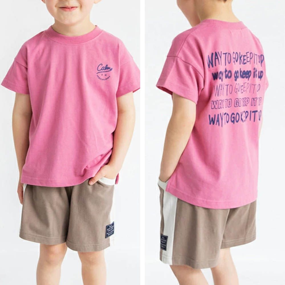 潮流感英文logo短袖上衣-粉紅