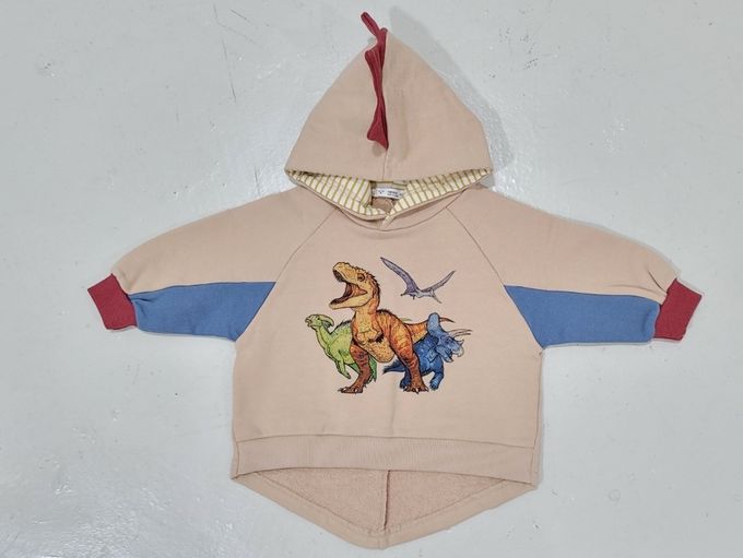 韓國 Mimico - 恐龍樂園立體裝飾連帽上衣-卡其