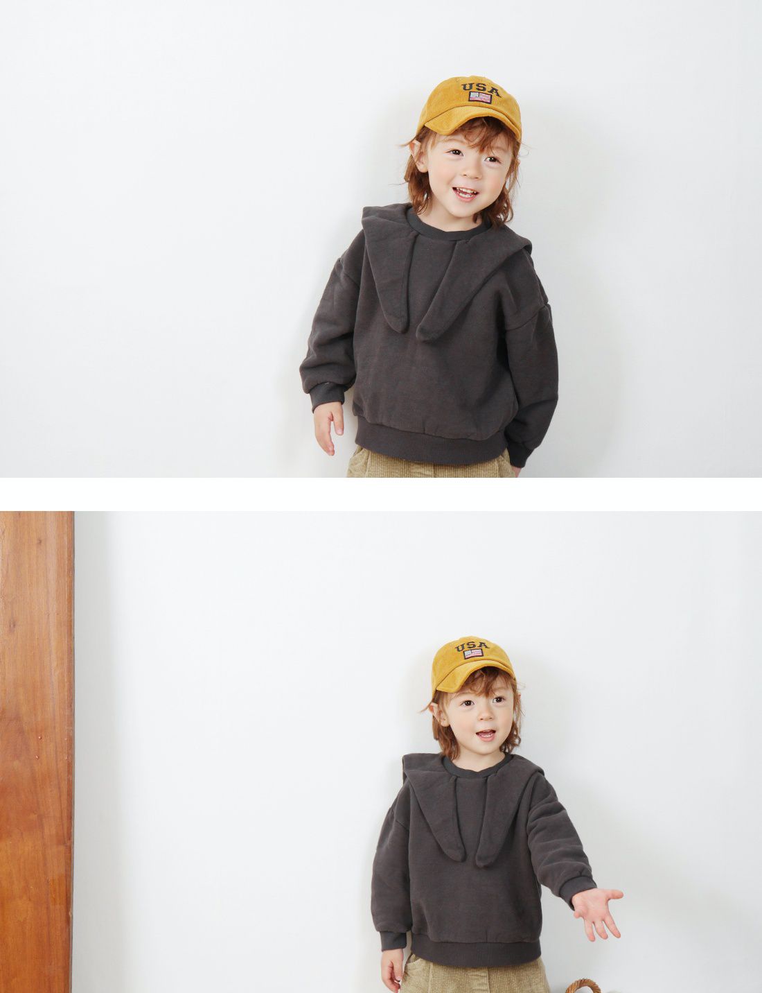 韓國 Babyblee - USA燈芯絨棒球帽-紅 (FREE)