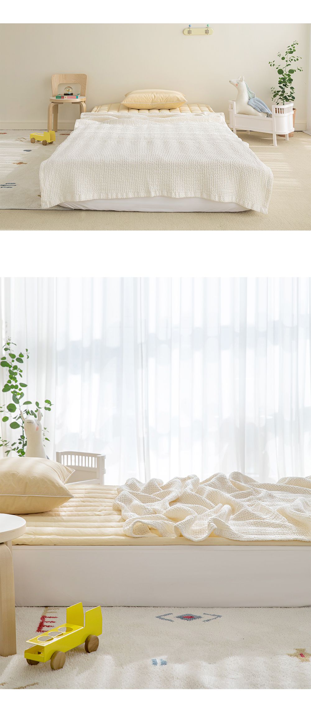 韓國 Maatila - (兒童款)天絲莫代爾鬆餅被毯-原味優格 (130X170cm)