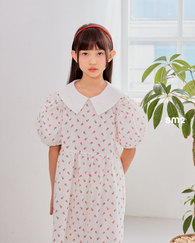 韓國 sm2 - Lovely印花泡泡袖洋裝-格紋-粉